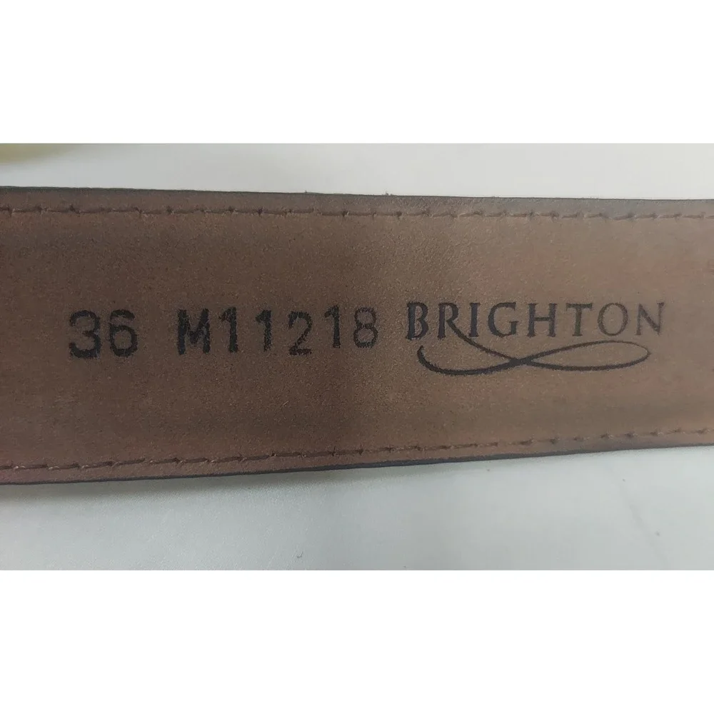Brighton Brown Leather Belt Imported Italian Calfskin Handcrafted USA‎ Size 36